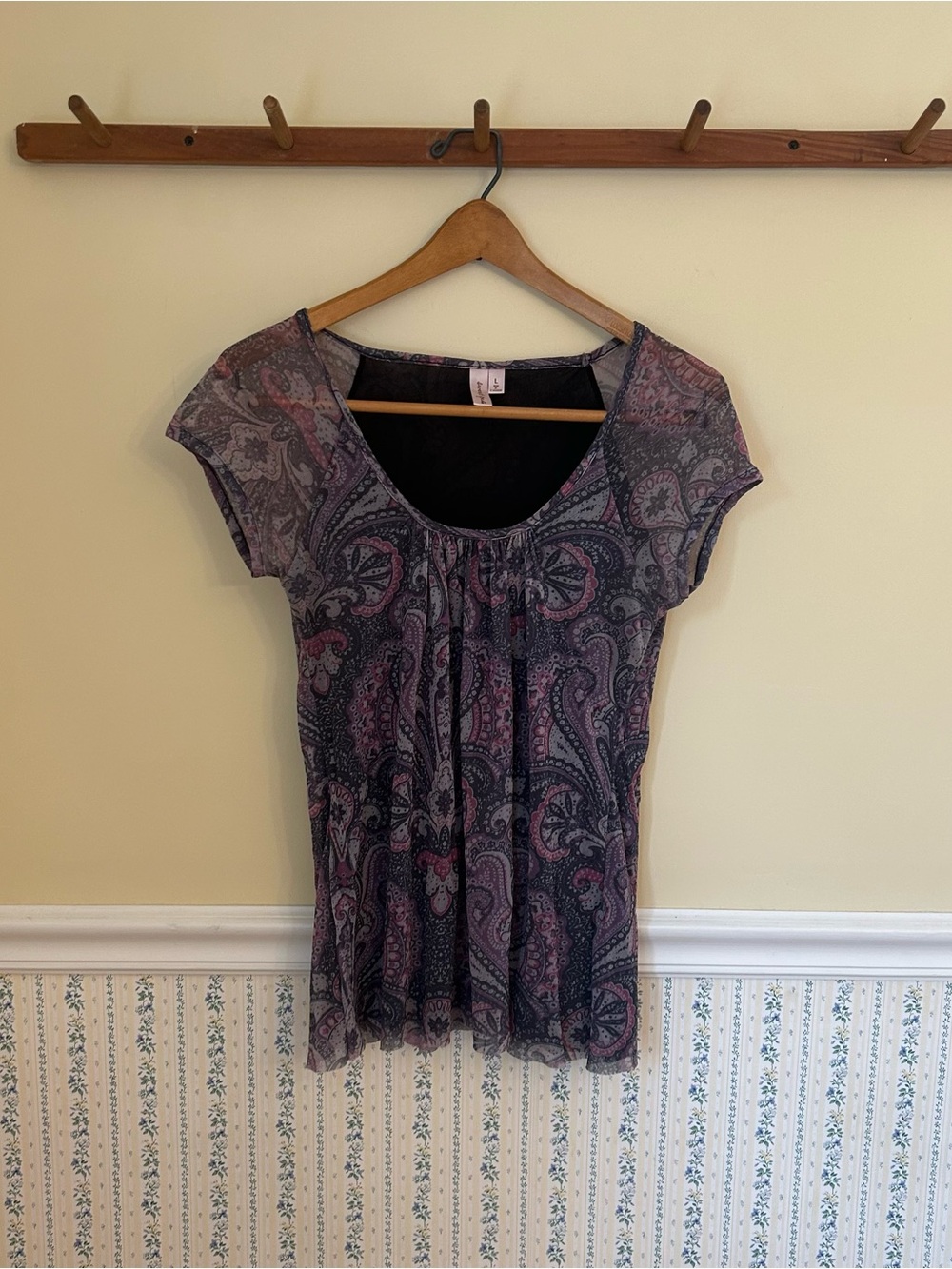 Sweet Pea Mesh Paisley Top